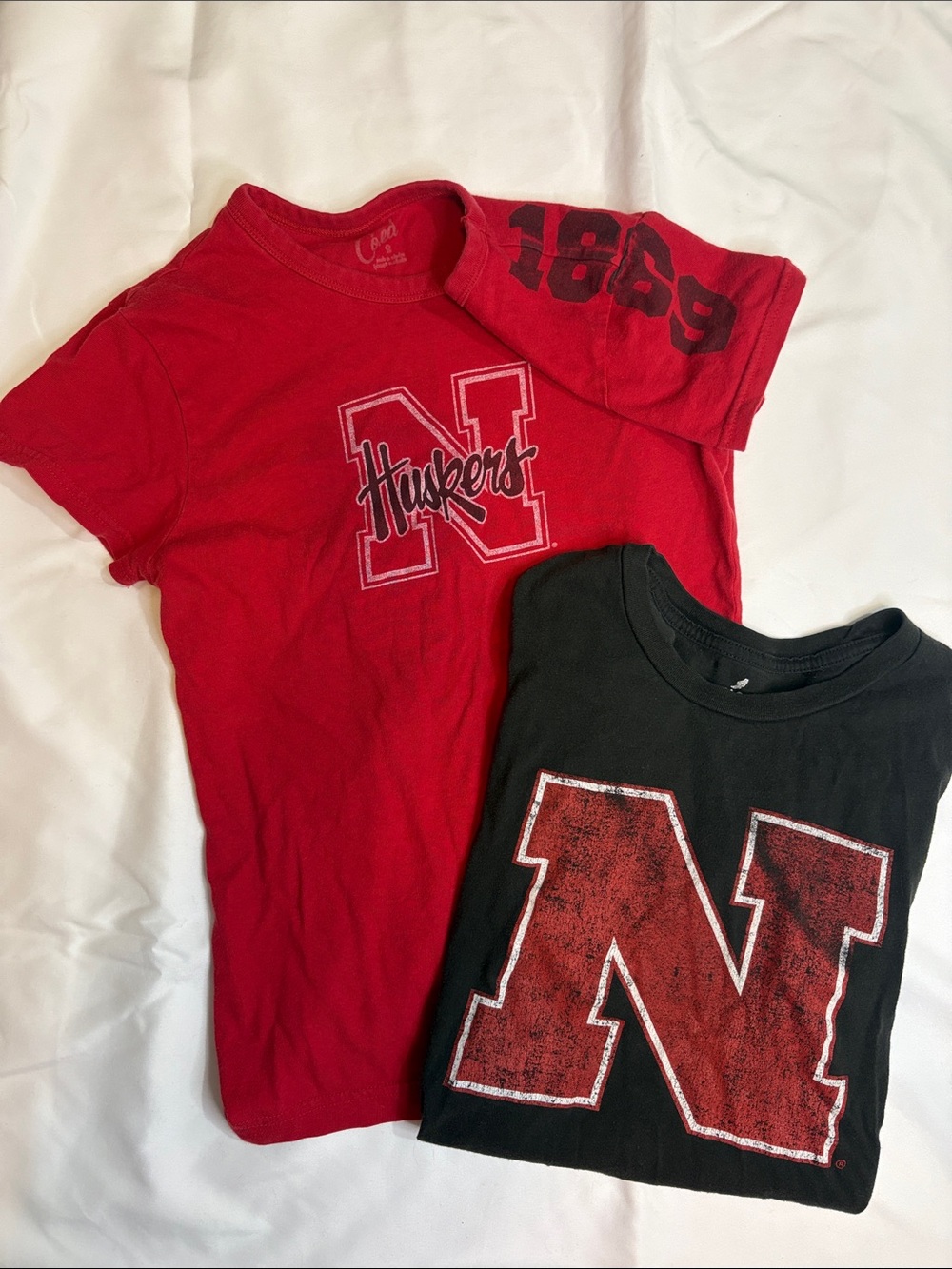 Nebraska Huskers Volleyball Football Fan Y2K Fitted Cotton Slim Fit Baby Tees S